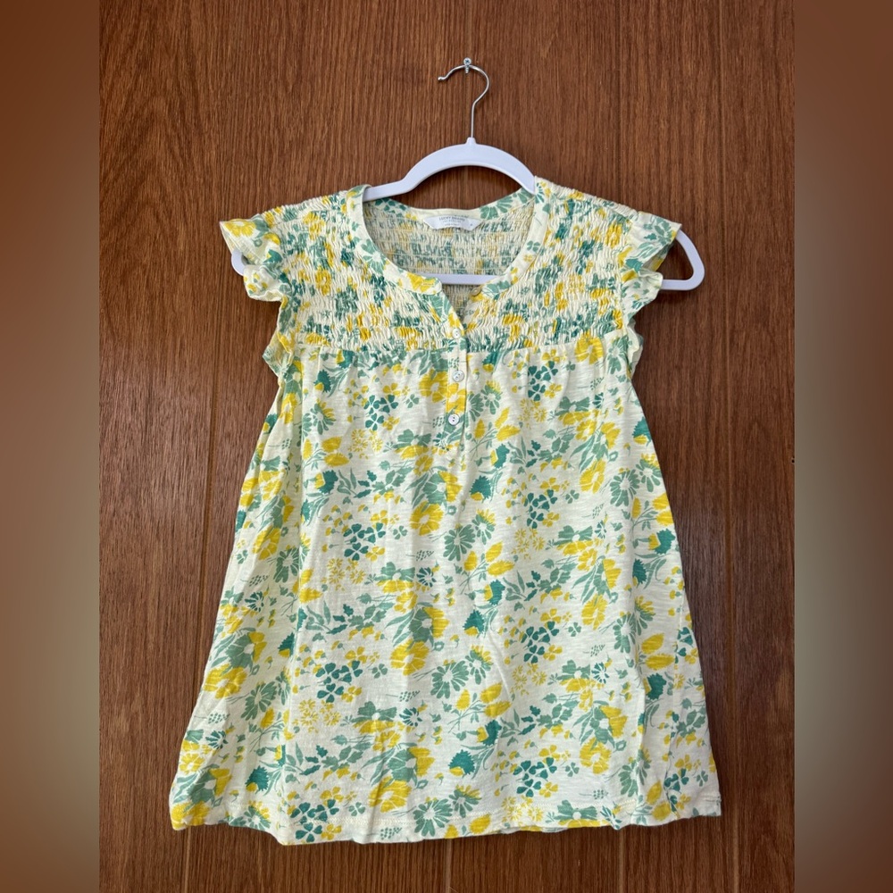 Lucky Brand Green and Yellow Floral Top
